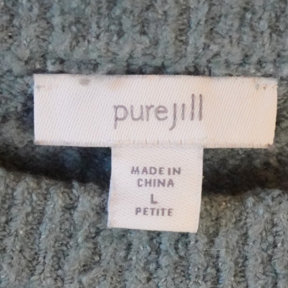 J. Jill, pureJill, Petite Pullover Crew Neck Long Sleeve Pocket Sweater‎ Blue PL - Picture 4 of 6